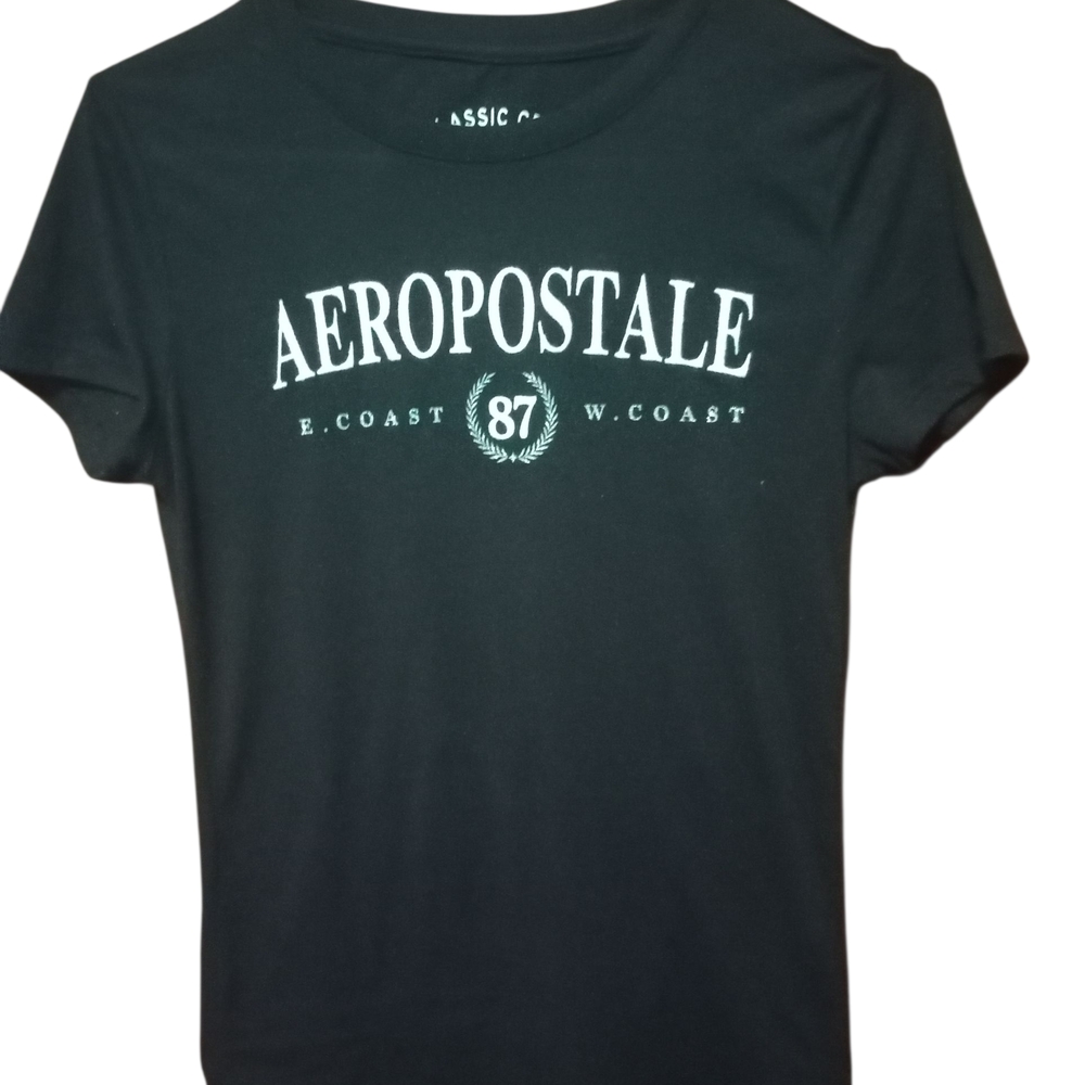 Aeropostale Black Essential Crew Tee Size Women's Medium
